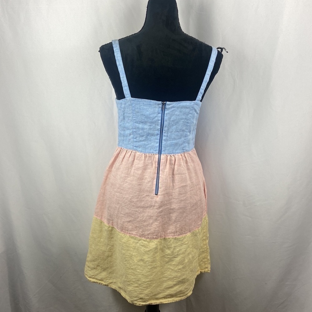 Cynthia Rowley 100% Linen 3 Colored Dress with Pockets - Picture 2 of 8